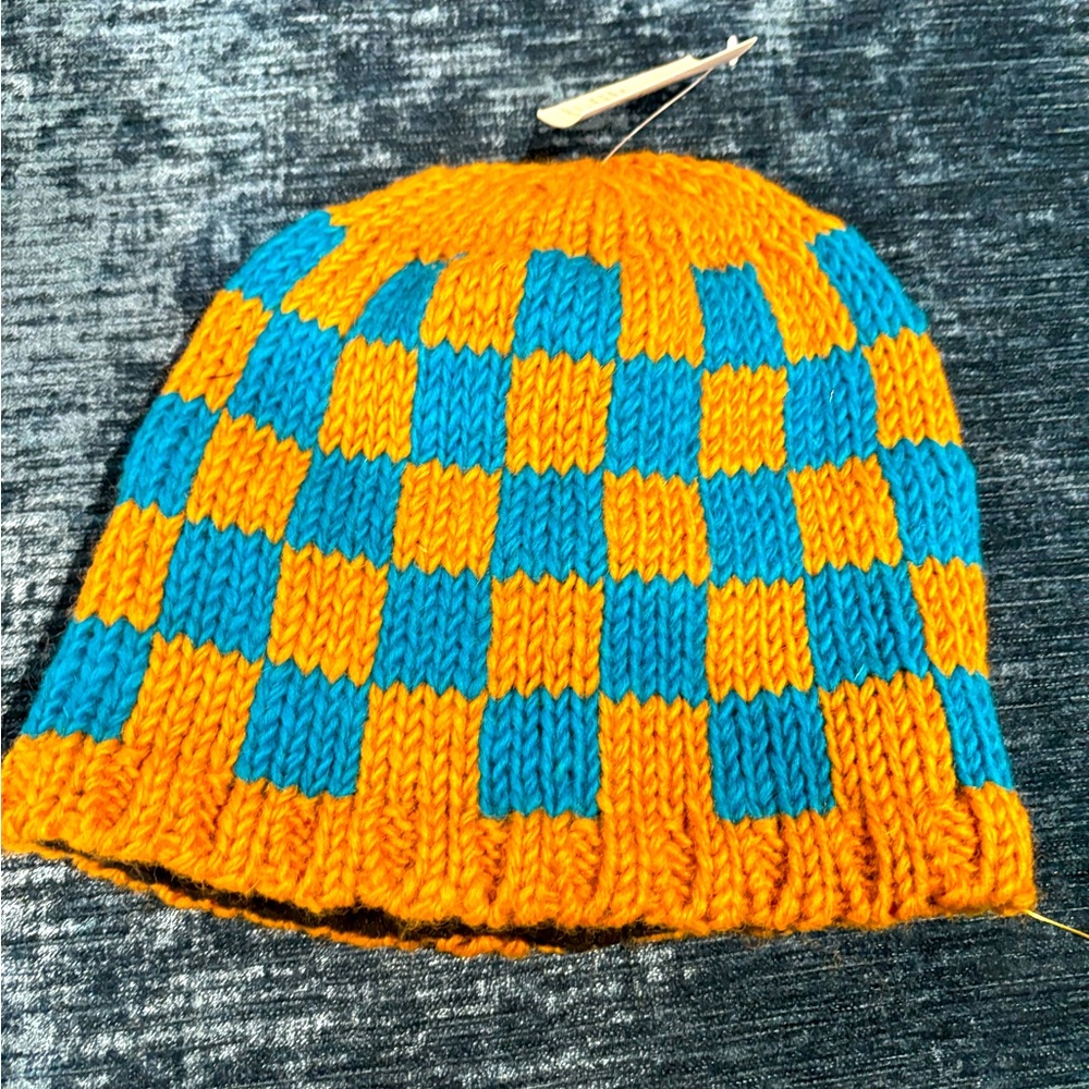 Checkerboard Beanie 100% Wool